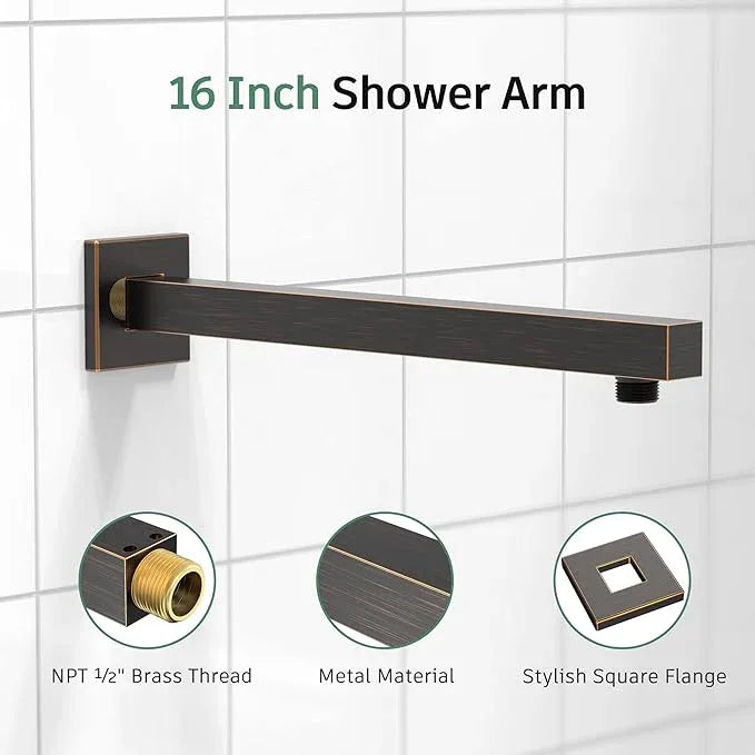 SunCleanse Shower Faucet Set with Valve, 8 Inch Square Shower Head and Handle Set, Single Handle Shower Trim Kit with Extra Long Shower Arm, Oil Rubbed Bronze - ModernBath