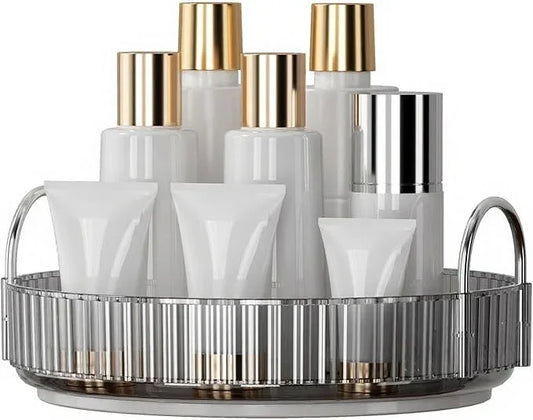 YCIA&DONE 360 Rotating Makeup Organizer and Storage for Vanity Countertop 1 Tier, High Capacity Cosmetic Skincare Perfume Organizers for Dresser Bathroom Fridge Lazy Susan (Smoky Gray) - ModernBath