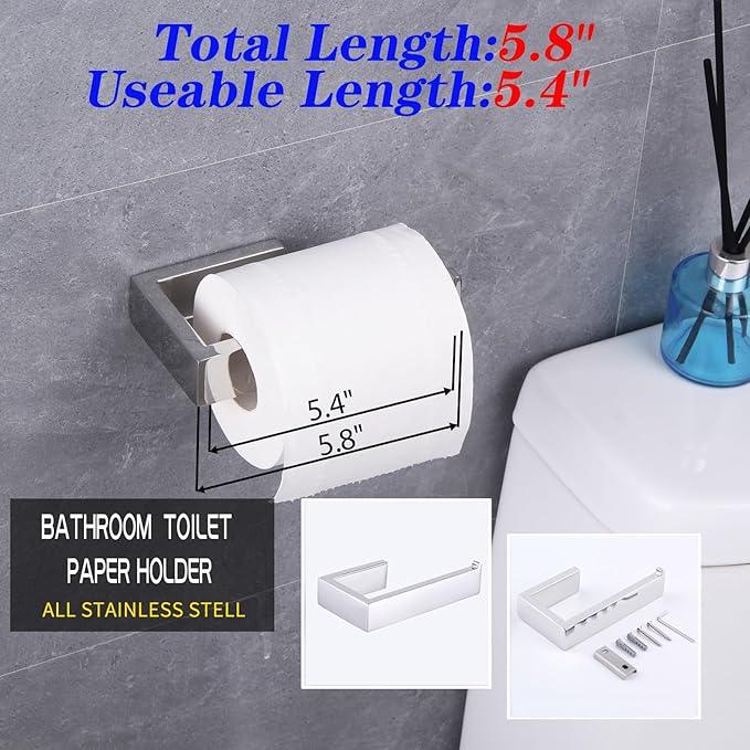 GERZWY 3-Piece Bathroom Accessory Set SUS 304 Stainless Steel Toilet Paper Holder Towel Ring Towel Hooks Wall Mount, Polished Finish HG1708-3JG - ModernBath
