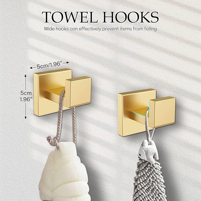 Brushed Gold Bathroom Hardware Set,5-Piece Gold Towel Bar Set Stainless Steel Towel Holder Set 16 Inch Towel Bar Towel Rack Set for Bathroom,Wall Mounted - ModernBath