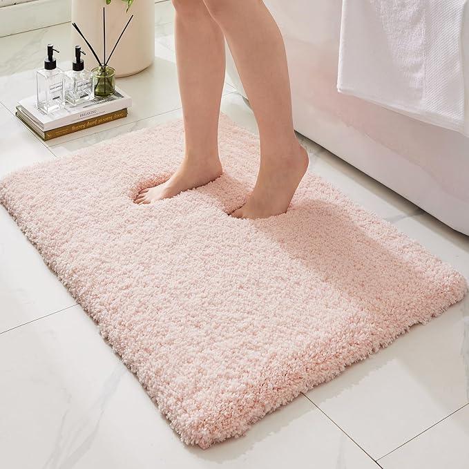 Ruggnovea Bathroom Rugs Non Slip Washable 36x24, Ultra Soft Thick Shaggy Absorbent Bath Mats, High Density Foam Latex Non Slip Backing Bath Rugs, Microfiber Bath Mats for Bathroom Floor&Sink,SK Pink - ModernBath