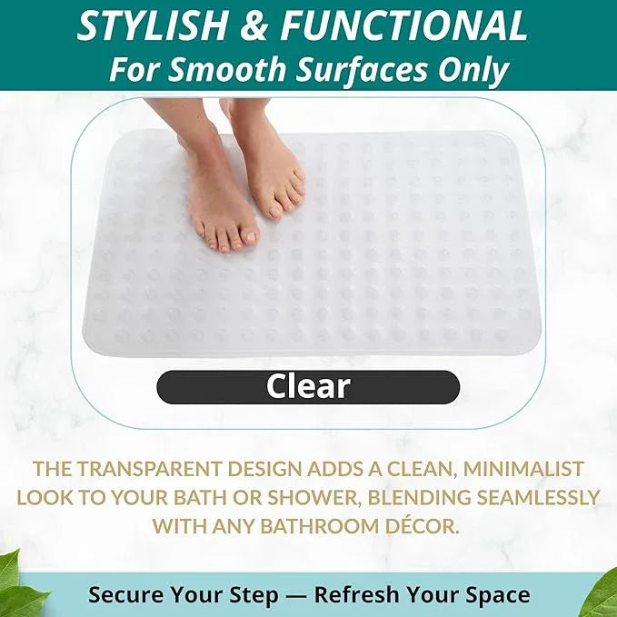 ENKOSI Non Slip Shower Mat – Bath Mat for Tub and Shower Floors – Anti Slip Bathtub Mat with Strong Suction Cup Grip – Soft, White Bathroom Mat for Inside Baths and Showers (28x16 Clear) - ModernBath