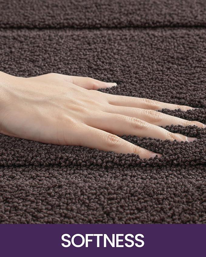 DEXI Bathroom Rugs 36x24, Washable Non Slip Bath Mat for Shower Floor, Absorbent Quick Dry Bathmat with Rubber Backing, Ultra Soft Plush Carpet for Tub, Brown - ModernBath