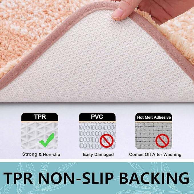 Arotive Microfiber Bathroom Rugs, Shaggy Soft and Absorbent Bath Rug, Non-Slip, Thick Plush Machine Washable Dry Bath Mats for Bathroom, Tub and Shower, 44x24, Peach, Rectangular - ModernBath
