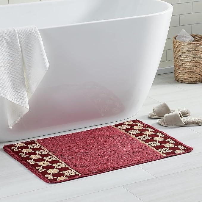 Zahari Home Elegant Rose Classic Bathroom Rug Modern Bath Rug Luxury Contemporary Decor Beautiful Shower Mat Unique Design Stylish Bathroom Runner Rug Bath Shower Tub Décor - ModernBath