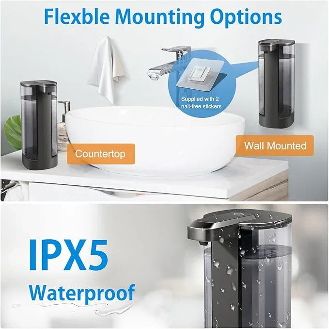 Automatic Liquid Soap Dispenser, Rechargeable, Touchless, 17oz/500ml with 4 Adjustable Soap Levels, Wall Mount & Waterproof, Liquid Hand/Dish Soap Dispenser for Bathroom Kitchen - ModernBath