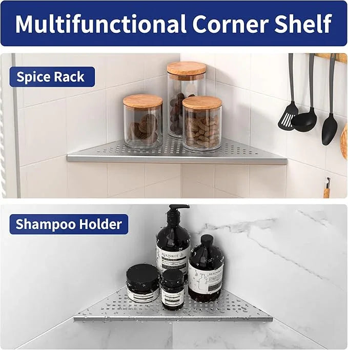 Corner Shower Shelves, 12" Brushed 304 Stainless Steel Recessed Shelf for Bathroom, Grout in Shelf for Tiled Wall, 2 Pack Large Size - ModernBath