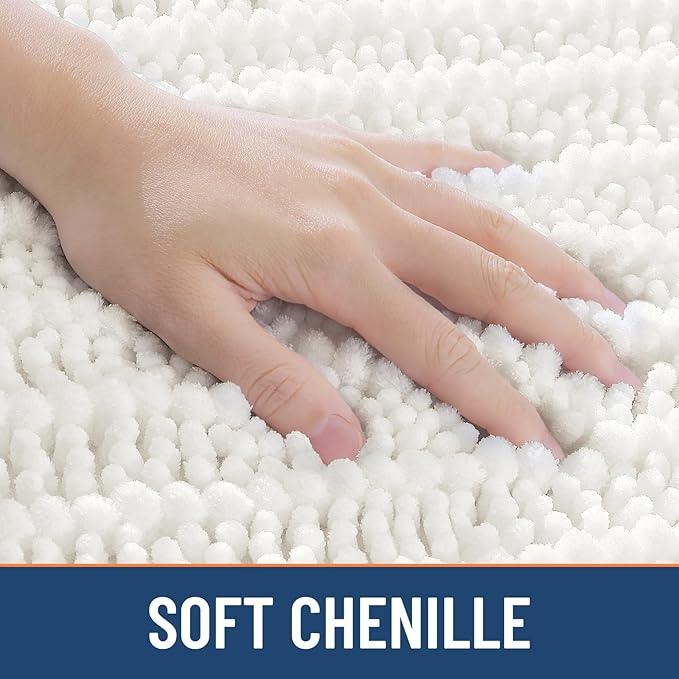Smiry Bathroom Rugs Mat 36x24, Extra Soft Absorbent Chenille Bath Rugs, Non Slip Rubber Backing Machine Washable Quick Dry Bath Mats for Bathroom Floor, Tub, Shower, Home Decor Accessories, Ivory - ModernBath