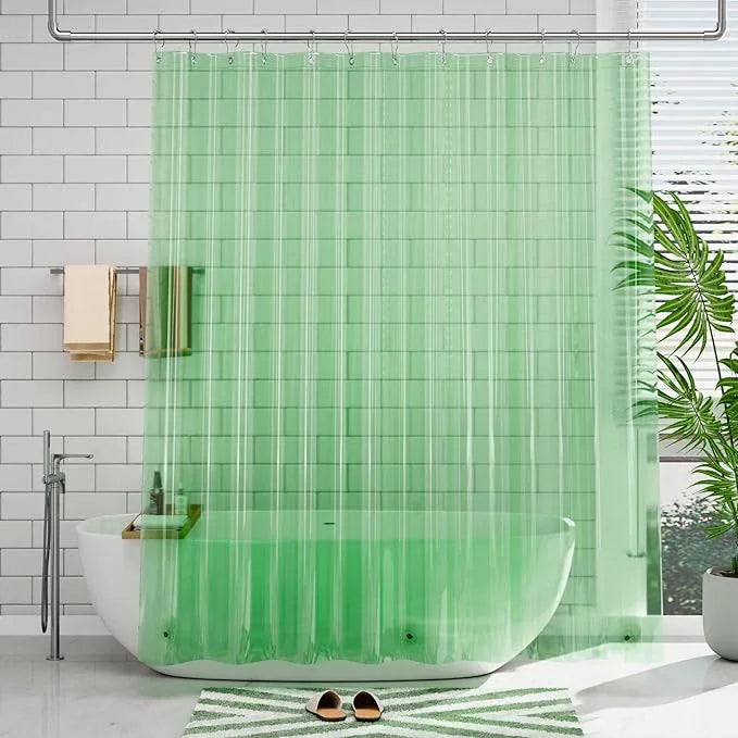 AmazerBath Shower Curtain Liner, 72x72 Transparent Mint Green Shower Liner, Lightweight Plastic Shower Curtain Liners, Waterproof Shower Liner for Bathroom with 3 Magnets and 12 Grommet Holes - ModernBath