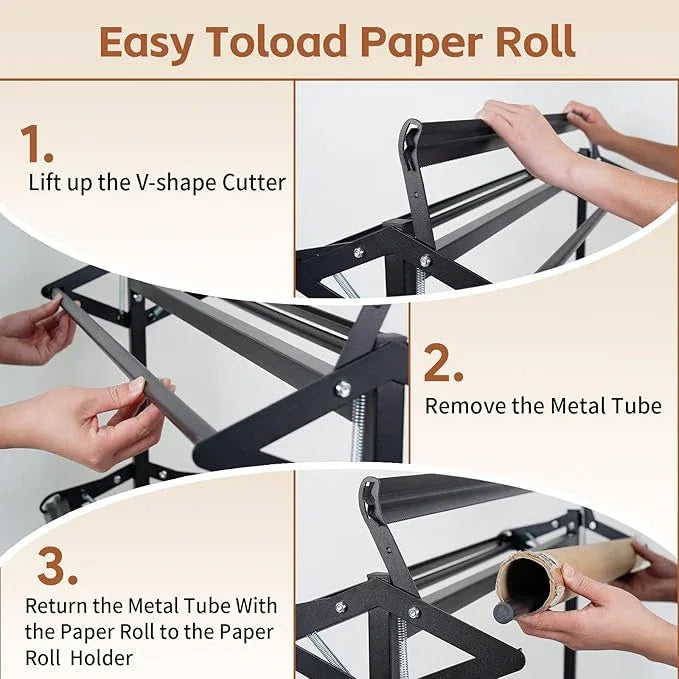 Large Paper Roll Dispenser Holder, Butcher Paper Roll Dispenser Rack and Cutter Holds Up to 8 Roll 36'' W Roll, Great for Butcher, Craft, Gift Wrap & Art Kraft Rolls - ModernBath
