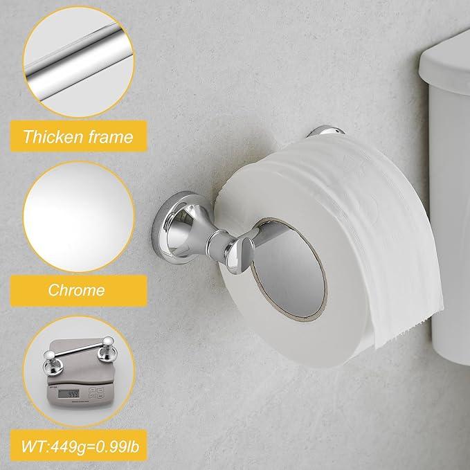 BESy Wall Mounted Toilet Paper Roll Holder Rustproof Tissue Paper Holder Bathroom Flexible Pivoting Tissue Handle Toilet Holder, Polished Chrome, Stainless Steel - ModernBath