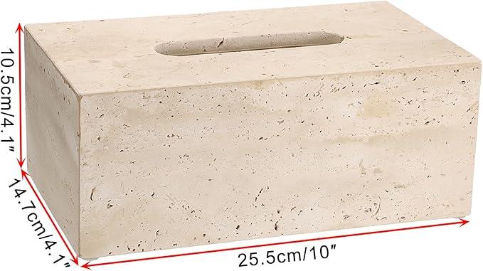 Sumnacon Rectangular Tissue Box Cover Natural Travertine Tissue Cover with Pads,Heavy Duty Stone Tissue Box Holder,Gorgeous Tissue Holder for Toilet Bathroom Kitchen Living Room Table,Light Beige - ModernBath