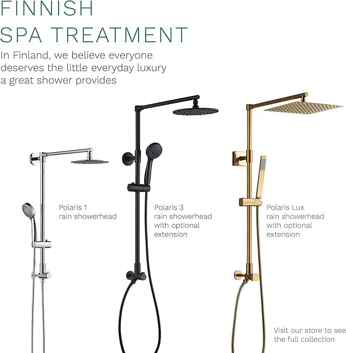 Fennocasa Polaris 3 Rain Shower System, 8” Rainfall Shower Head and Handheld Shower Combo, includes 3-Setting Handheld Spray, Height Adjustable Shower Wand Holder, 60” Hose (1.8 GPM Oil Rubbed Bronze) - ModernBath