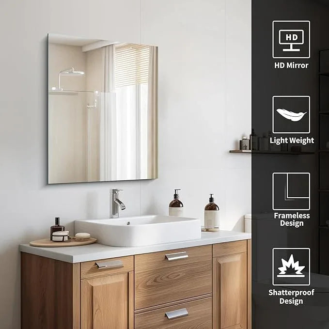 CILIBER Frameless Mirror, 24x30 Inch Bathroom Mirror for Wall, Rectangle Bathroom Vanity Mirrors with Polished Edge, Hangs Horizontally or Vertically for Bathroom, Bedroom and Living Room - ModernBath