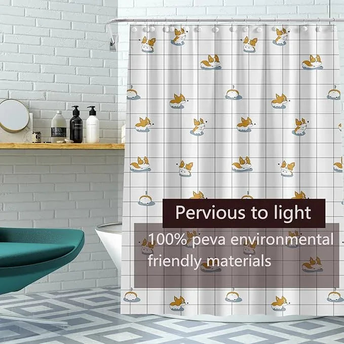 TIKABC Shower Curtain Liner, 4G PEVA Corgi Shower Liner, Plastic Waterproof Shower Curtains, 72x72 inch with Grommet Holes 3 Magnetic Weights - ModernBath