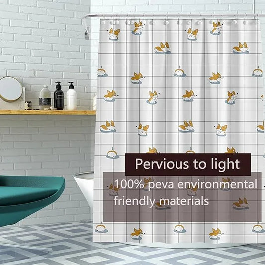 TIKABC Shower Curtain Liner, 4G PEVA Corgi Shower Liner, Plastic Waterproof Shower Curtains, 72x72 inch with Grommet Holes 3 Magnetic Weights - ModernBath