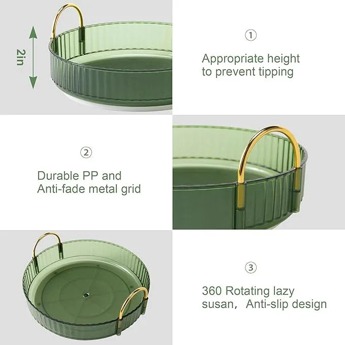 YCIA&DONE 360 Rotating Makeup Organizer and Storage for Vanity Countertop 2 Tiers, High Capacity Cosmetic Skincare Perfume Organizers for Dresser Bathroom Lazy Susan (Vintage Green) - ModernBath