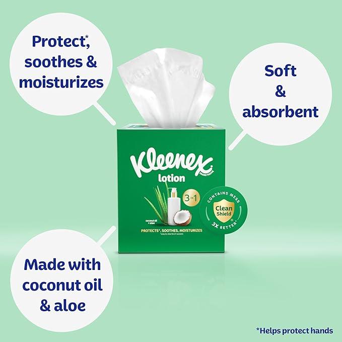 Kleenex Lotion Facial Tissues with Coconut Oil, 8 Cube Boxes, 80 Tissues Per Box, 3-Ply - ModernBath