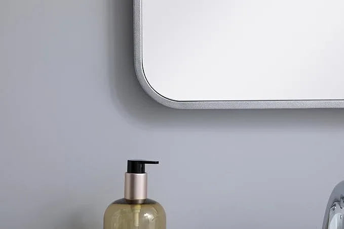ARS Concepts Aura, Soft Corner Metal Rectangular Mirror 18X30 Inch in, Modern, Silver - ModernBath