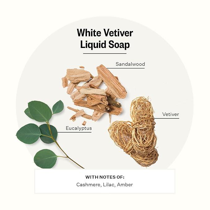 APOTHEKE Liquid Hand Soap, White Vetiver - 10 Fl Oz Hydrating Handsoap with Premium Fragrance Oils Gently Cleanses, Moisturizes & Rejuvenates Skin - Scented Hand Wash for Kitchen & Bathroom - ModernBath
