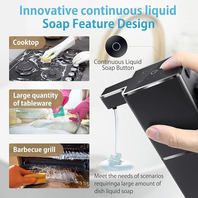 JEMISUN Automatic Liquid Soap Dispenser Touchless Soap Dispenser 380ml/12.8oz Rechargeable, Wall Mounted,4 Levels Adjustable Auto Soap Pump for Bathroom Kitchen Dish Soap - ModernBath
