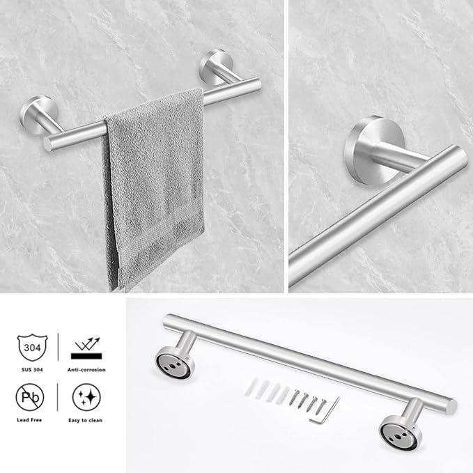 Cilee 8 Piece Brushed Nickel Bathroom Hardware Set, 24inch Bathroom Towel bar+Towel Ring+Toilet Paper Holder+ Robe Towel Hook, SUS304 Stainless Steel Bathroom Accessory Set - ModernBath