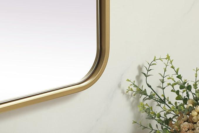 ARS Concepts Aura, Soft Corner Metal Rectangle Mirror 32X72 Inch in, Modern, Brass - ModernBath