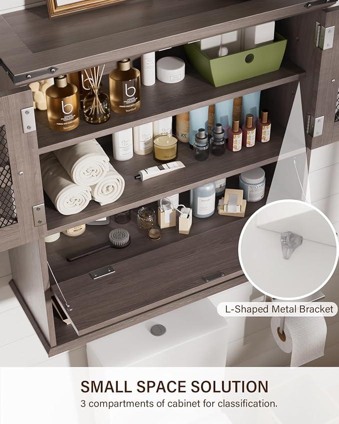 Bathroom Wall Cabinet with 2 Door Adjustable Shelves, Over The Toilet Storage Wall Mounted Medicine Cabinets for Bathroom Laundry Room - ModernBath