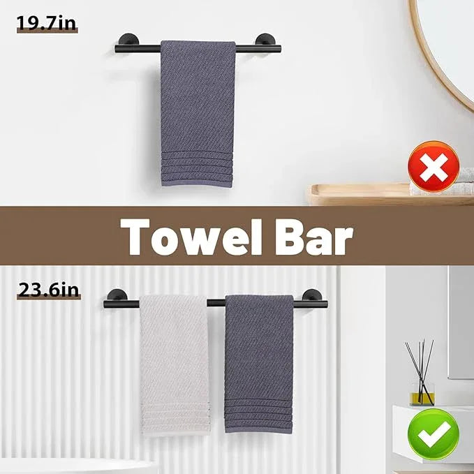 Matte Black Towel Bar Set Bathroom Hardware Set, 4-Piece Towel Holder Set for Bathroom SUS304 Stainless Steel Bathroom Accessory Set 19.68 in - ModernBath