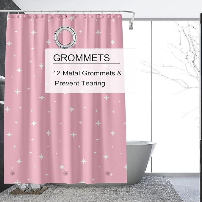 TIKABC Shower Curtain Liner, 4G PEVA Shower Liner, Plastic Waterproof Shower Curtains, with Grommet Holes and 3 Magnetic Weights(Dream Pink) - ModernBath