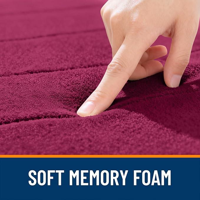OLANLY Memory Foam Long Bathroom Rugs Runner 47x20, Super Soft Absorbent Bath Mat, Quick Dry, Machine Washable Shower Floor Rugs, Bathmat Carpet, Bathroom Home Decor Accessories, Burgundy - ModernBath