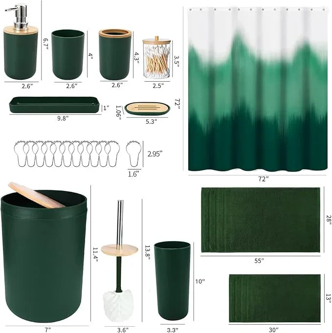 iMucci Bathroom Accessories Bathroom Sets with Shower Curtain, Bath Towel Set, Trash Can, Toilet Brush, Soap Dispenser, Bathroom Accessories Set Complete - ModernBath
