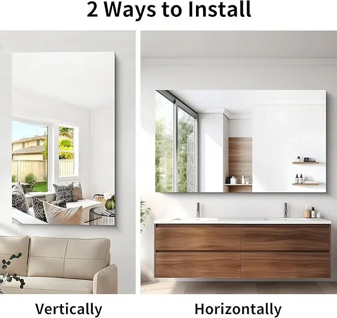 CILIBER Frameless Mirror, 60x36 Large Bathroom Mirrors for Wall, Upgraded Shatterproof Rectangle Vanity Mirror Over Sink with Polished Edge for Bathroom,Bedroom,Living Room and Entryway - ModernBath