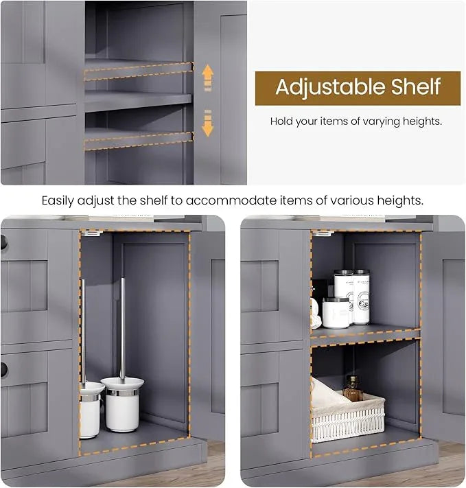 Bathroom Cabinet, Modern Bathroom Floor Storage Cabinet Organizer with 1 Door and 3 Drawers, Freestanding Cupboard for Kitchen/Living Room Use - ModernBath