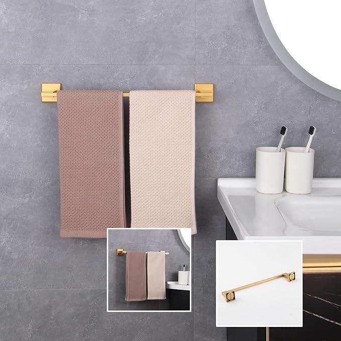 GERZWY 18-Inch Gold Towel Rack, Single Towel Bars for Bathroom, Wall Mounted Stainless Steel Hand Towel Holder JG1901A45-BE - ModernBath
