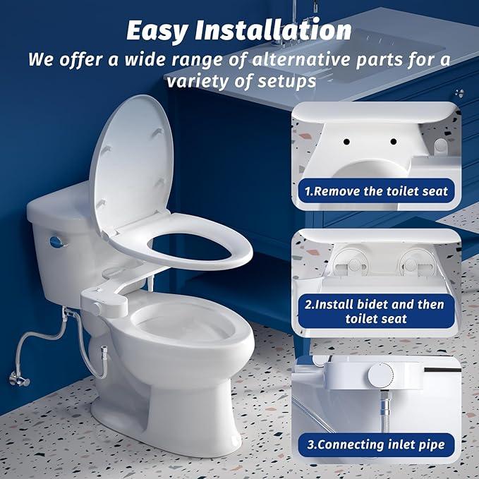 THAMEBA Bidet Attachment for Toilet Seat, Self-Cleaning Bidet Toilet Seat Attachment with Adjustable Bidet Angle (White) - ModernBath