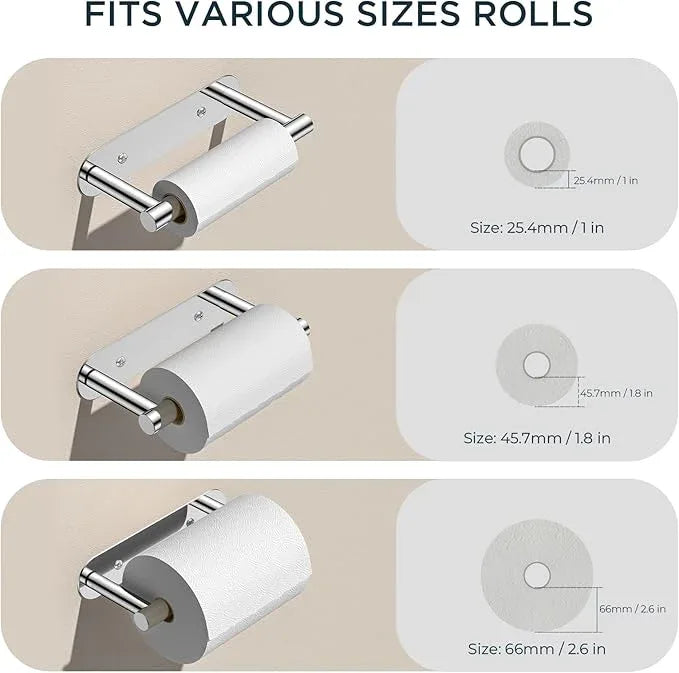 FORIOUS Toilet Paper Holder, Adhesive or Screw Wall Mount Pivoting Tissue Roll Holder for Bathroom, Stainless Steel Rust Proof Self Adhesive Toilet Paper Roll Holder no Drilling, Polished Chrome - ModernBath