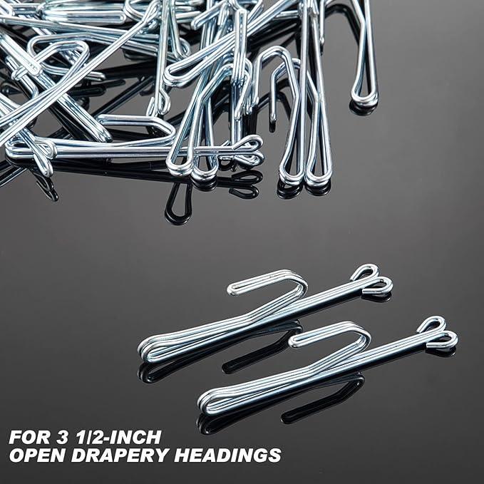 50 Pieces Metal Curtain Hooks Slip on Drapery Hook Shower Curtains Hooks Stainless Steel Drapery Pins and Hook for Window Door Curtain and Bathroom (Silver) - ModernBath