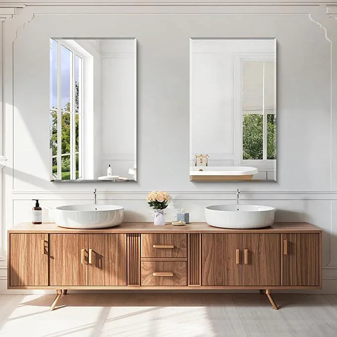 KOCUUY Beveled Mirror, 24x40 Inch Frameless Bathroom Mirror for Over Sink, Upgraded Shatterproof Beveled Unframed Design Mirror for Bathroom, Bedroom, Hang Horizontal/Vertical - ModernBath