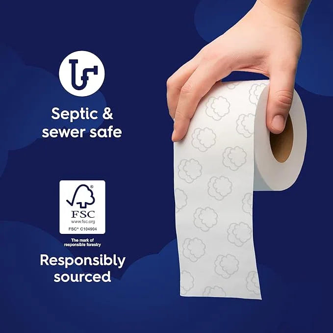 White Cloud Ultra Soft & Strong Toilet Paper, 4 packs of 6 Mega Rolls = 96 Regular Rolls - ModernBath