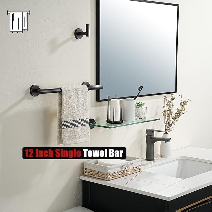 JQK Oil Rubbed Bronze Towel Bar, 15 Inch 304 Stainless Steel Thicken 0.8mm Towel Rack Bathroom, Towel Holder Wall Mount, Useable Length 12 Inch, TB110L12-ORB - ModernBath