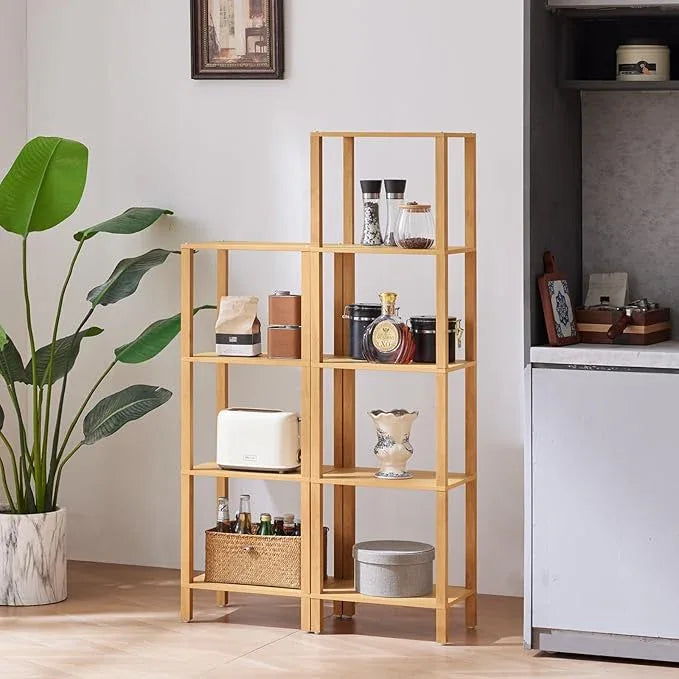4 Tier Tall Bookshelf with Storage - Small Bookcase for Small Spaces, Shelf for Living Room, Office, Bedroom, Kitchen - Industrial Modern Natural Book Shelf - ModernBath
