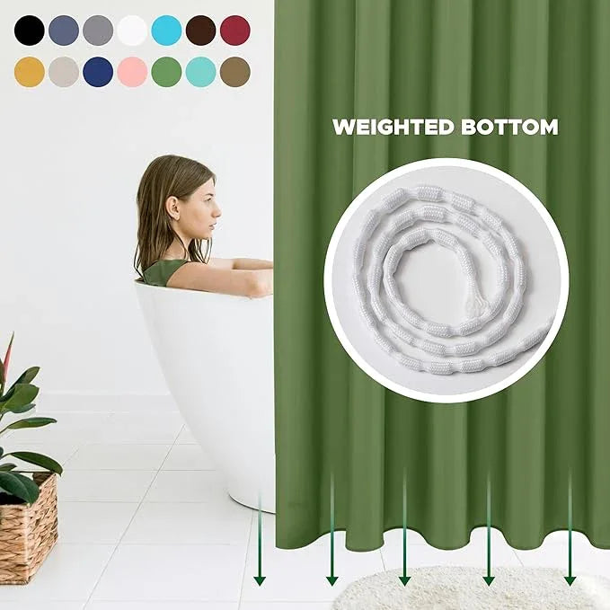 Biscaynebay Hotel Quality Fabric Shower Curtain Liners 72 Inch by 72 Inch, Sage Water Resistant Bathroom Curtains Rust Resistant Grommets & Weighted Bottom Hem Machine Washable - ModernBath