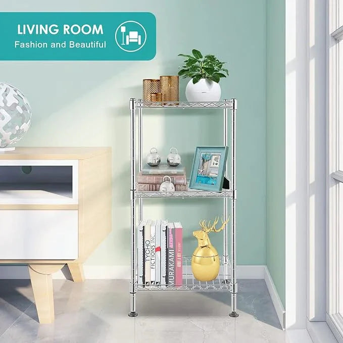 BNSPLY 3-Tier Adjustable Shelving Unit, Metal Wire Rack with NSF Certified, Leveling Feet, Standing Storage Shelf for Laundry, Bathroom, Kitchen, Pantry, Closet, Chrome - ModernBath