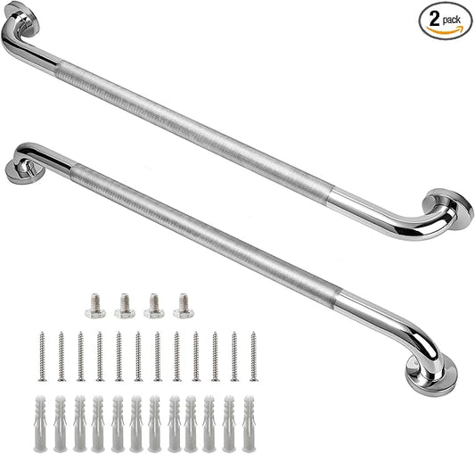 Rackickyer Shower Grab Bar, 2 Pack 32 Inch Bathroom Grab Bar, 1.25" Diameter 304 Stainless Steel Anti-Slip Grab Bars for Bathtubs and Showers, Handicap Shower Grab Bar for Seniors Elderly
