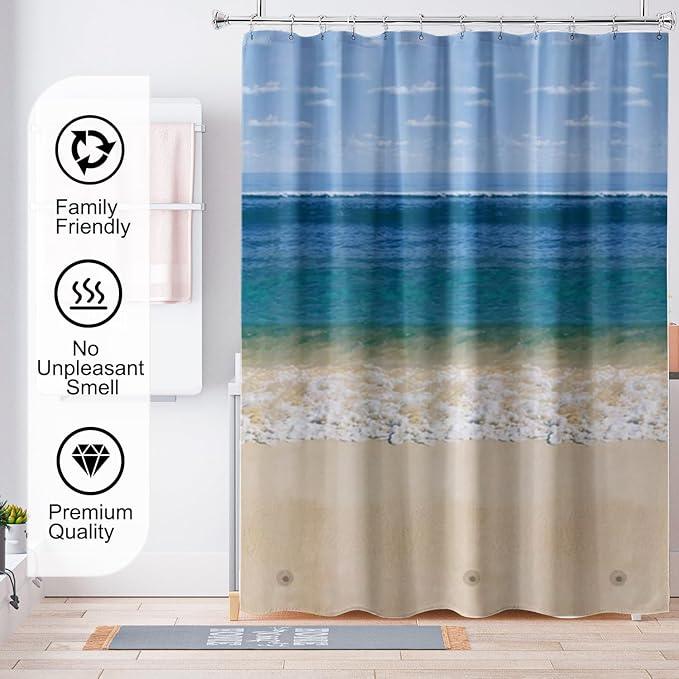TIKABC Shower Curtain Liner, 4G PEVA Shower Liner, Plastic Waterproof Shower Curtains, 72x72 inch with Grommet Holes 3 Magnetic Weights - ModernBath