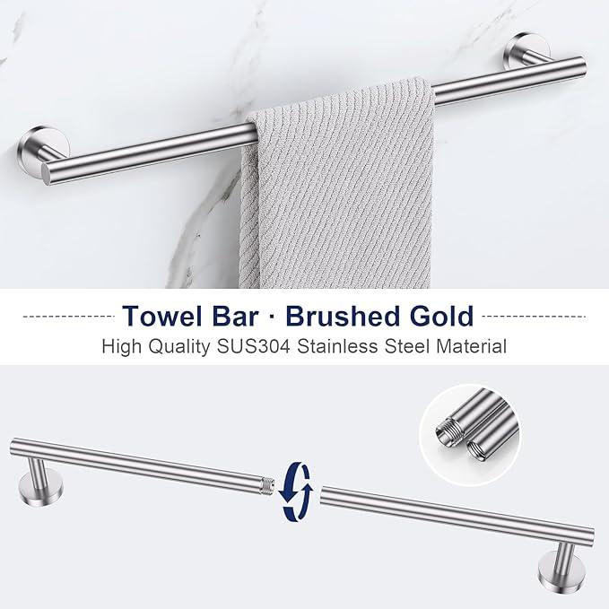 5-Piece Towel Bar Set Brushed Nickel Bathroom Hardware Accessories Set Upgraded Toilet Paper Holder with Shelf Towel Holder Set for Bathroom Stainless Steel Wall Mounted - ModernBath