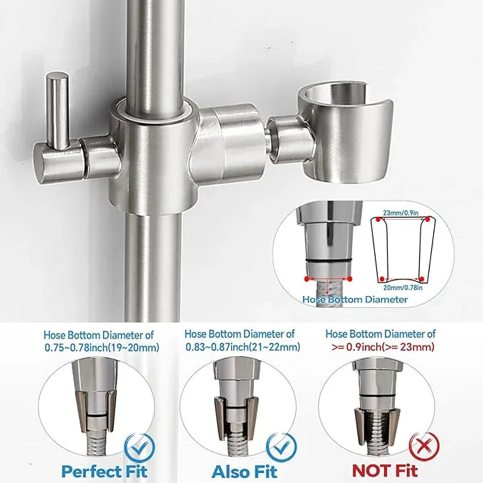 Shower Slide Bar Adjustable Handheld Shower Head Holder Wall Mount - 30inch All-Metal Shower Head Slide Bar Compatible with Bathroom Drill Free Glue Installation - Brushed - ModernBath
