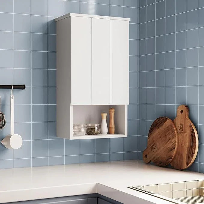 Bathroom Wall Cabinet with Single Door, Soft-Close Hinges, 15x27 inch Wooden Medicine Cabinet for Small Kitchen, Laundry, Entryway, Durable MDF Construction - ModernBath
