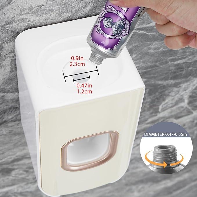 2 Slot Toothbrush Holder and Toothpaste Dispenser Wall Mounted, Automatic Toothpaste Squeezer, 2 in 1 Tooth Brush Toothpaste Organizer for Shower (Ivory Yellow) - ModernBath